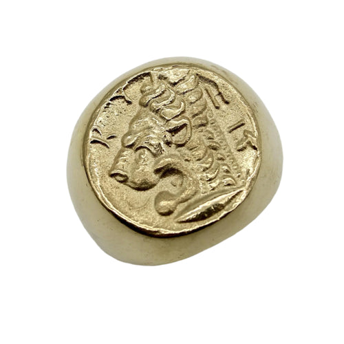 Bague 61 Bague chevalière vintage en or jaune avec tête de lion 58 Facettes A2002J