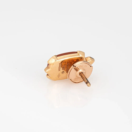 Boucles d'oreilles Épingle à cravate Cartier Tortue en calcédoine, or rose 18 carats, certificat d'authenticité signé 58 Facettes G13692