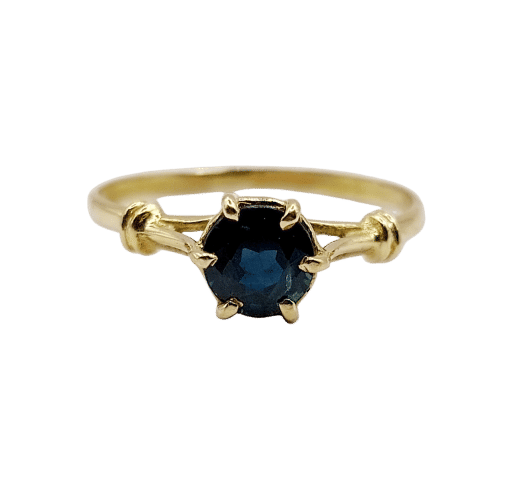 Bague 51 Bague - Solitaire vintage en or 18k et saphir naturel 0,50 carat 58 Facettes A06640