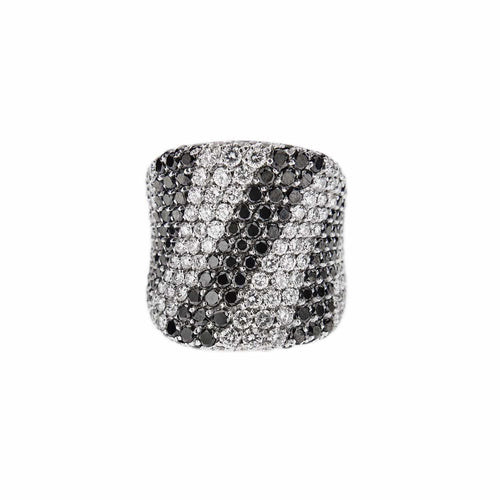 Bague 55 Bague bandeau diamants noirs et blancs 58 Facettes 25639