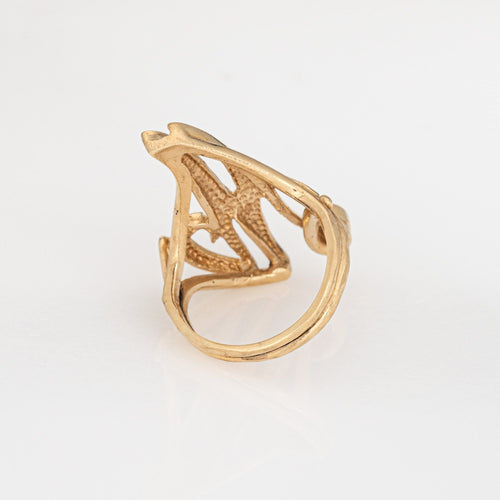 Bague Bague initiale lettre M vintage en or jaune 14 carats, taille 5, bijoux fins 58 Facettes G14011