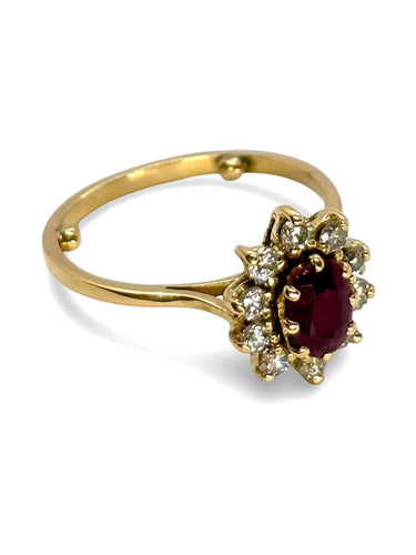 Bague 48 Bague marguerite or jaune rubis et diamants 58 Facettes 882