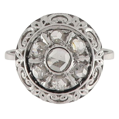 Bague 51 Bague en or blanc avec diamants taille rose 58 Facettes G3781