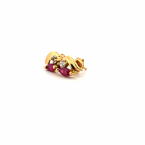 Boucles d'oreilles Puces D'oreilles or jaune et rubis 58 Facettes 2-BOF1-GS34788-6