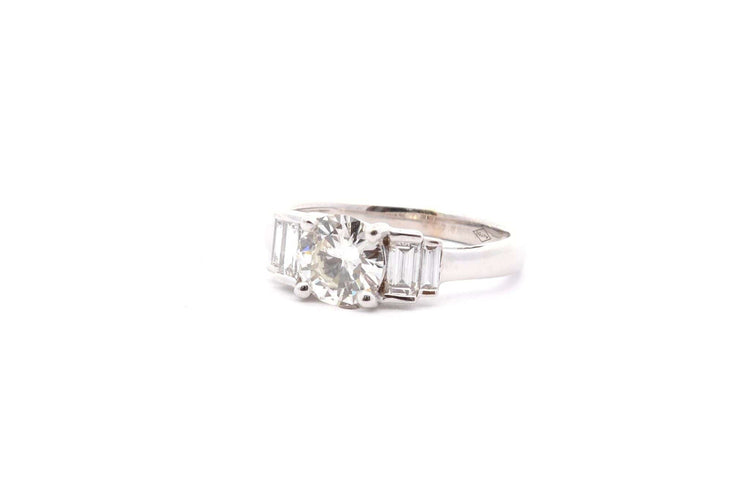 Bague 53 Bague or blanc diamant 0,99ct I/VS1 58 Facettes 26336-26229