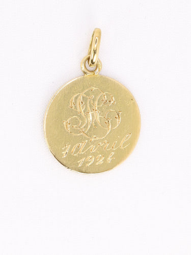 Pendentif Médaille ancienne Vierge de profil or jaune 58 Facettes 1182.2