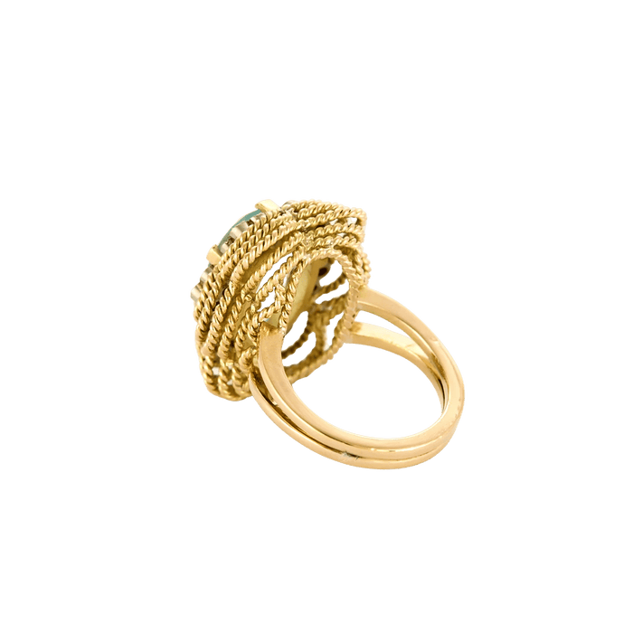 Bague 51 BAGUE OR JAUNE ET AIGUE-MARINE. 58 Facettes BO/240027