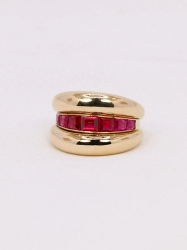 Bague 52 Bague jonc or jaune rubis calibrés 58 Facettes 1049.2