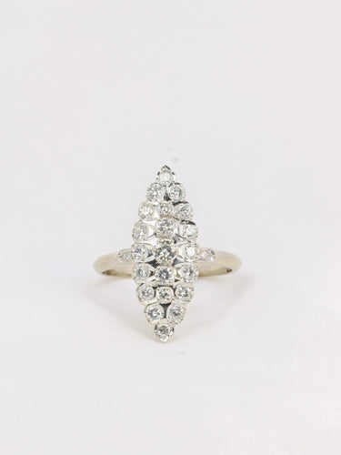 Bague 54 Bague marquise vintage or blanc diamants 58 Facettes J183