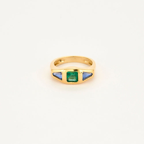 Bague 52 Bague Gypsy or jaune, émeraude, saphirs 58 Facettes 1