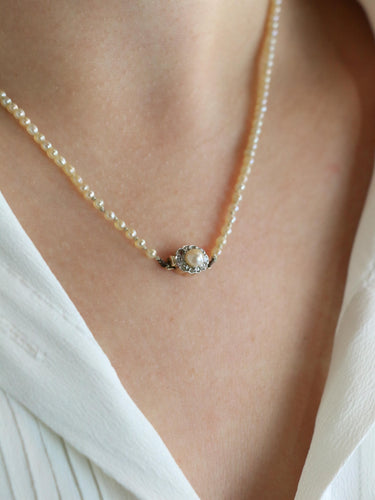 Collier Collier de perles fines fermoir or jaune diamants taille rose 58 Facettes 507