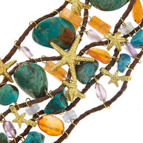 Bracelet Bracelet Or jaune Turquoise Améthyste Cornaline 58 Facettes 35278