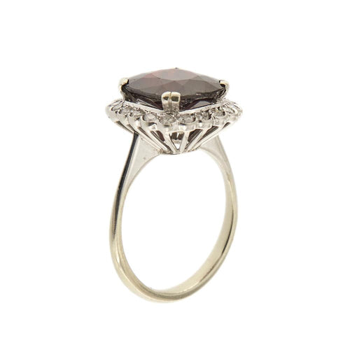 Bague 55 Bague fleur or blanc avec grenat et diamants 58 Facettes 33304