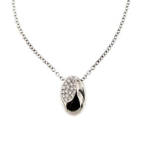 Collier Collier en or blanc avec ovale et diamants 58 Facettes 37410