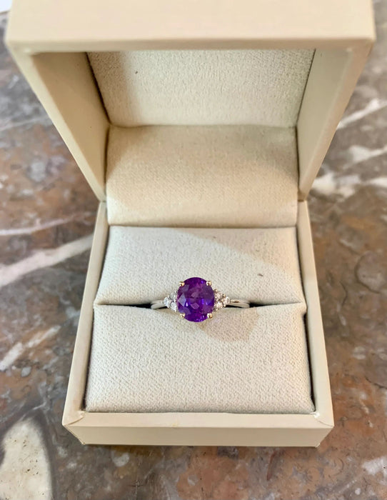 Bague 53 Bague Saphir Mauve 2.07 Cts Diamants Or Gris 58 Facettes B367