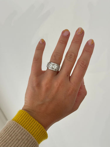 Bague 52 Vintage platinum diamond ring 58 Facettes