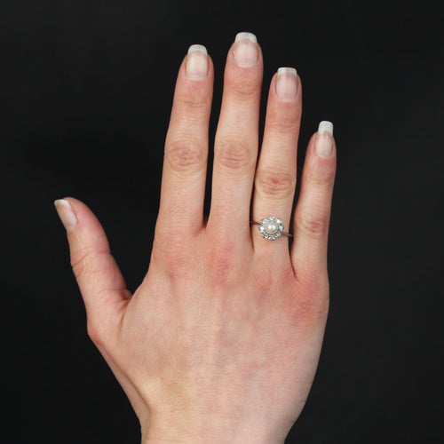 Bague 57 Bague marguerite perle et diamants 58 Facettes 24-012