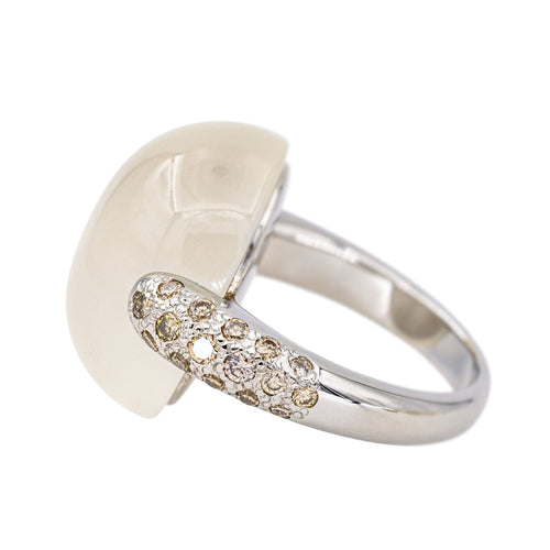 Bague 51 Pomellato  Bague Luna Or blanc Pierre de lune, Diamant brun 58 Facettes 3230374CN