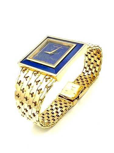 SCHLEGEL & PLANA / GAY Frères - Importante montre vintage or jaune et lapis