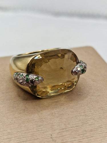 Bague Pomellato - Bague Pin Up en or jaune 18 k, citrine, tsavorites et diamants 58 Facettes