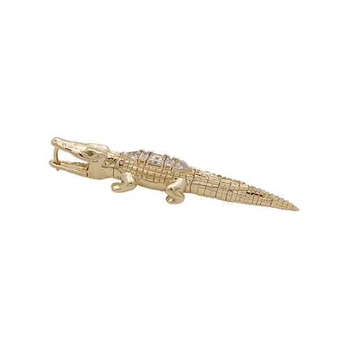 Boucles d'oreilles Mono boucle Bibi Van Der Velden, "Alligator Art Deco", or, diamants, tsavorites. 58 Facettes 34454