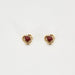 Boucles d'oreilles Paire de boutons d'oreilles en or jaune serties de 2 rubis et diamants 58 Facettes