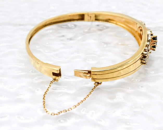 Bracelet Bracelet jonc or jaune 3 saphirs 58 Facettes 240572