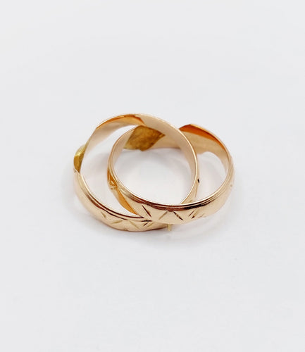 Bague 51 Alliance jumelées Gimmel antique or rose non gravée 58 Facettes A05700