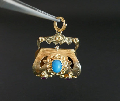 Ruby and Turquoise Charm Pendant 58 Facettes