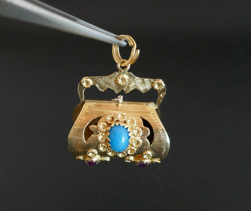 Pendentif Pendentif Breloque Rubis et Turquoises 58 Facettes