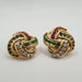 BOUCHERON - Boucles d’oreilles or jaune serties de diamants, saphirs, émeraudes et rubis 58 Facettes