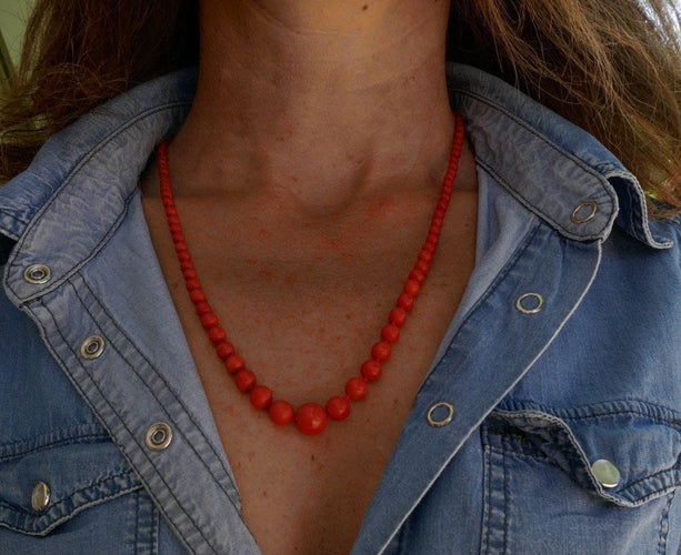 Collier Collier En Chute Corail Ancien 58 Facettes