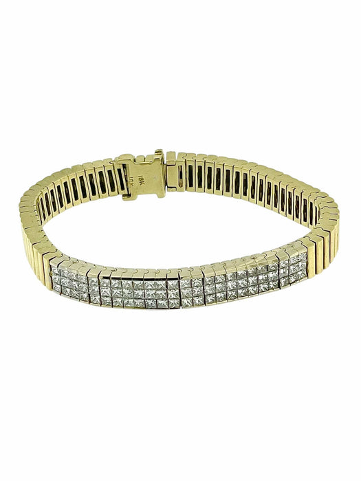 Bracelet Bracelet Tennis certifié HRD en or jaune et blanc avec diamants 58 Facettes