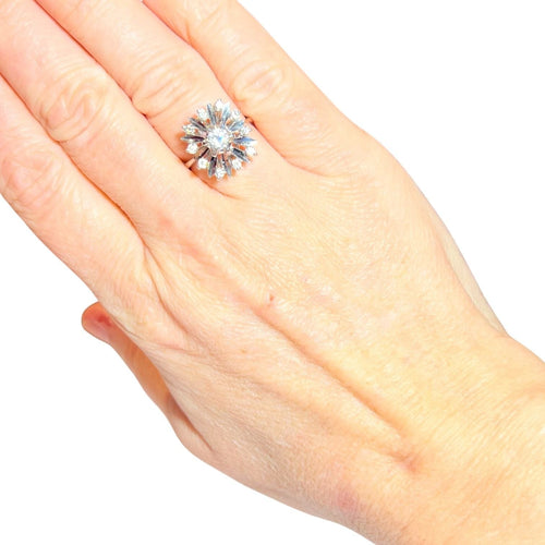 Bague 52 Bague "étoile" or blanc diamants 58 Facettes 7872 A