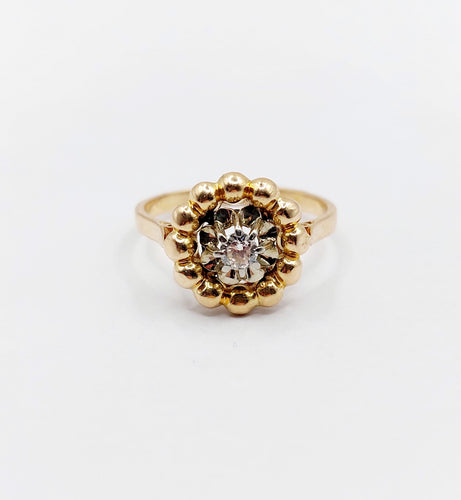 Bague 50.5 Bague fleur Art Déco or rose et diamant 58 Facettes A06258