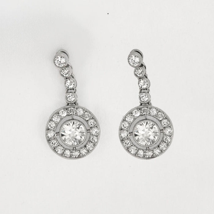 Boucles d'oreilles Boucles d’oreilles Art Déco platine et diamants 1.2 ct 58 Facettes 240 546