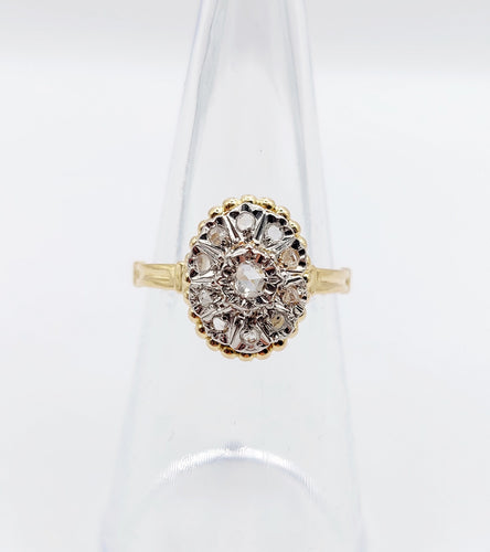 Bague 52 Bague marquise antique or jaune diamant taillés en roses 58 Facettes A05051