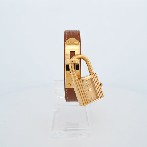 Montre Hermès - Montre Kelly cadran champagne en acier doré et verre saphir 58 Facettes