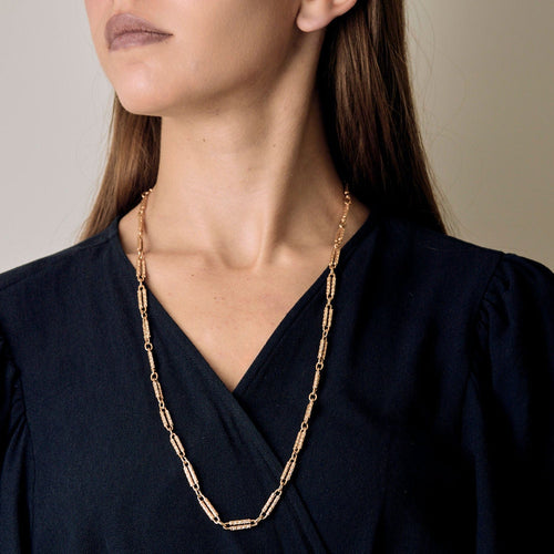 Collier Sautoir en or jaune à maille batonnés tressés 58 Facettes ALB1518