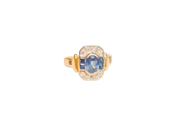 Bague 52 Bague Art Déco Octogonale Saphirs Diamants 58 Facettes 3657