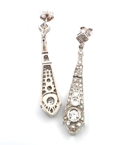 Boucles d'oreilles Boucles d'oreilles en platine avec diamants 58 Facettes