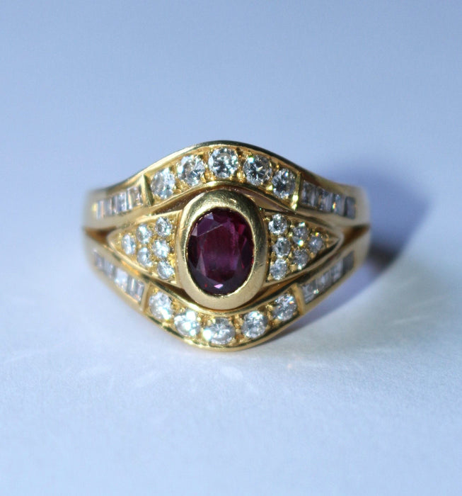 Bague 61.5 Bague or jaune rubis diamants 58 Facettes 578