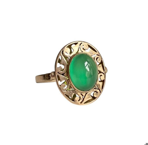 Bague 53 Bague or rose sertie d’une chrysoprase 58 Facettes