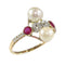 Bague 57 Bague Art déco vintage avec diamants, rubis et perles 58 Facettes 22298-0288