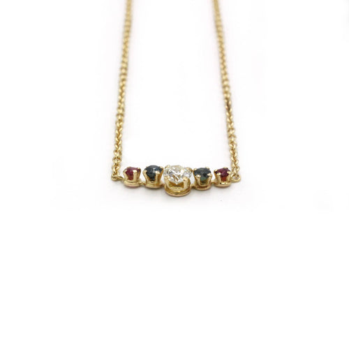 Collier Collier - Or jaune, Diamant, Saphirs & Rubis 58 Facettes 250401R