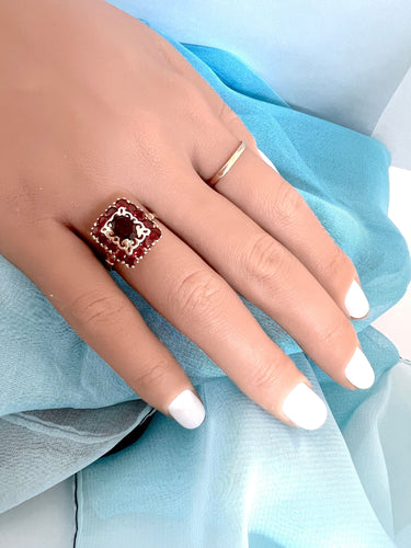 Bague 57.5 Bague grenats Or jaune 18K 58 Facettes 1756