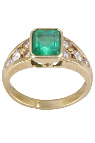 Bague BAGUE MODERNE ÉMERAUDE ET DIAMANTS 58 Facettes 088051