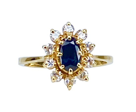 Bague 49 Bague marguerite en or jaune, saphir et diamants 58 Facettes AB655