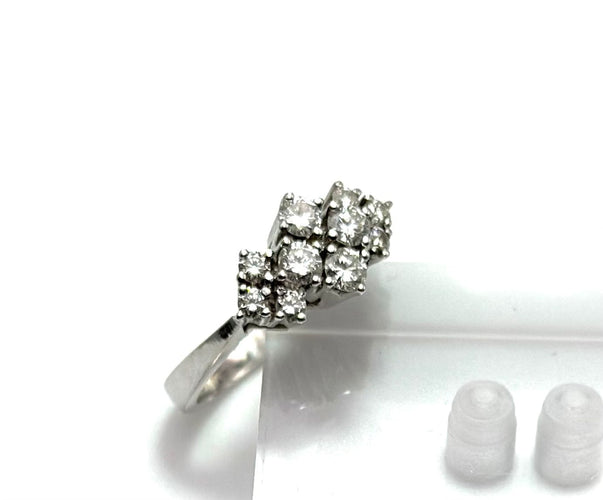 Bague 51 Bague en or blanc sertie de diamants – Modèle en grappe 58 Facettes 50406