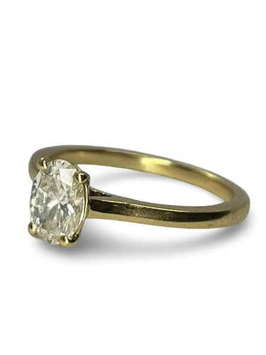 Bague 50 Solitaire or jaune et diamant ovale 0,70 ct 58 Facettes 77601
